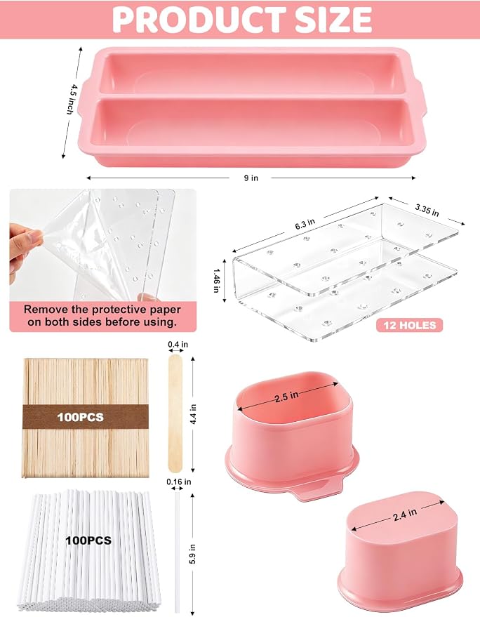 WDAHDHP Cake Pop Mold Kit, Including Circle Cake Pop Cutter, 9 Inch DoubleTray, Cake Pop Stand, Lollipop Sticks, Clear Treat Bags and Gold Twist Ties for Home Desserts Baking Accessories, Pink