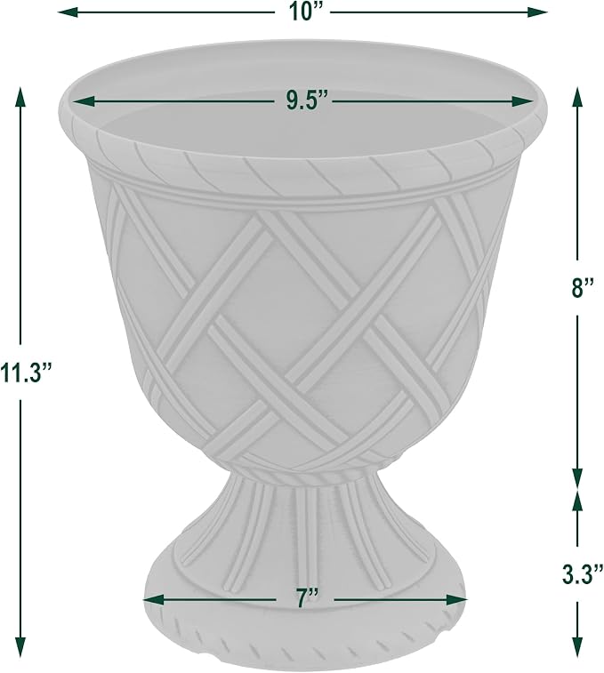 Arcadia Garden Products PL60GD Lattice Plastic Garden Urn, Classic Decorative Garden Pot Planter for Indoor and Outdoor Plants, Gold