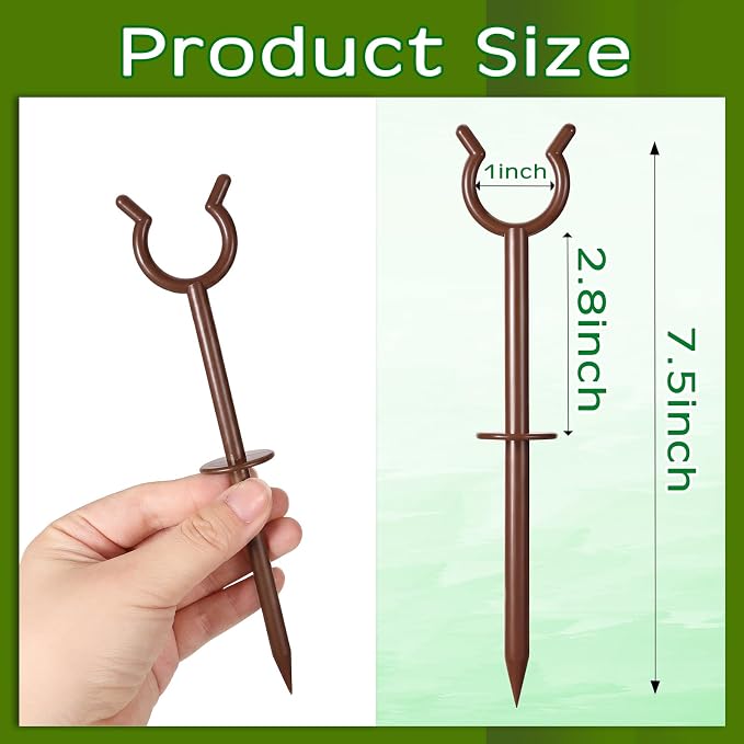 Taiyin 30 Pcs 3/4'' Garden Hose Holder Brackets Garden Guide Holder Decorative Outdoor Guide Stakes Support Spike Plant Tool to Keep off Lawn for Yard (Brown)