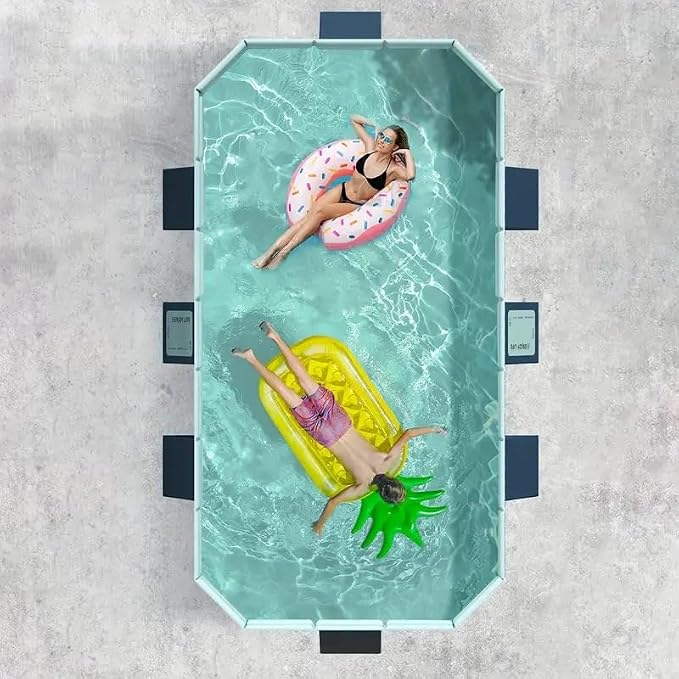 Montary Foldable Large Non - Inflatable Rectangular Swimming Pool for Family - Hard Plastic Shell, Oversized Thickened Design, Portable Collapsible Backyard Pool - 65.4"x42.1"x17.7"