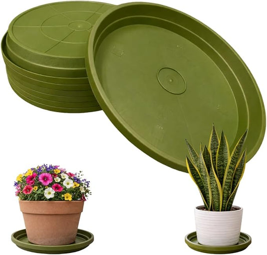10 Inch Plant Pot Tray USA Made – Durable Plastic Flower Pot Saucer – Plant Water Catcher for Indoor Outdoor Garden (6, Sagebrush Green)
