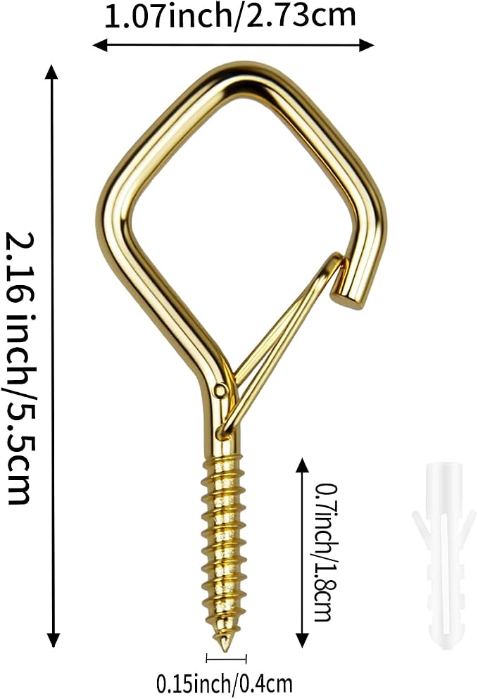22 PCS Metal Gold Eye Screw Hooks for Hanging Heavy Duty.Windproof Ceiling Hooks for Hanging Plants,Cup,Wind Chime,Bird Feeders,Christmas String Lights at Indoor&Outdoor 2.2 Inch