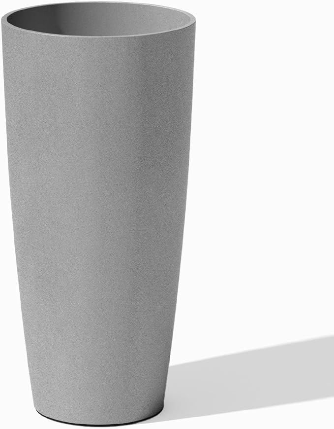 Veradek Mason Series Vega Planter - Round Tall Planter for Indoor or Outdoor Porch/Patio | Made from Plastic-Stone Composite with Drainage Holes | Modern Décor for, Flowers, Interior Plants