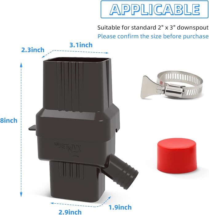 Rainwater Collection System,for 2"X3"Downspout Diverter with Adjustable Collection Capacity, Rain Barrel Diverter Kit RainWater Catching