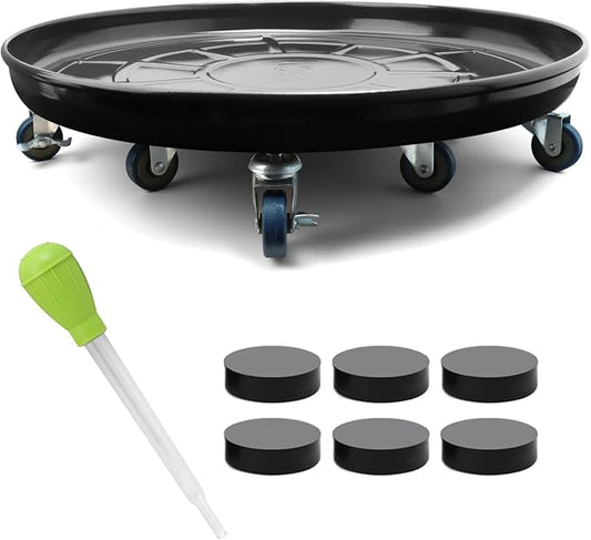 1 Pack 23 Inch Metal Plant Caddy With Lockable Wheels,Plant Stand Dolly for Heavy Planter,Wheeled Planter Saucer Tray,Rolling Plant Stand,Heavy-Duty Plant Caddy for Indoor and Outdoor(Black)