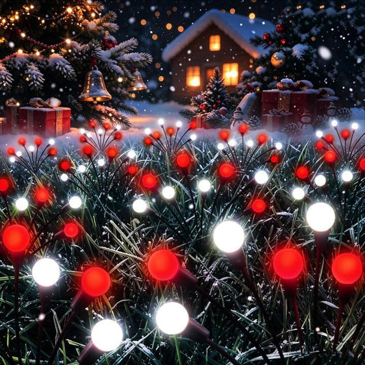 Christmas Decorations Outdoor Solar Firefly Lights 6 Pack Red and White by Albelt