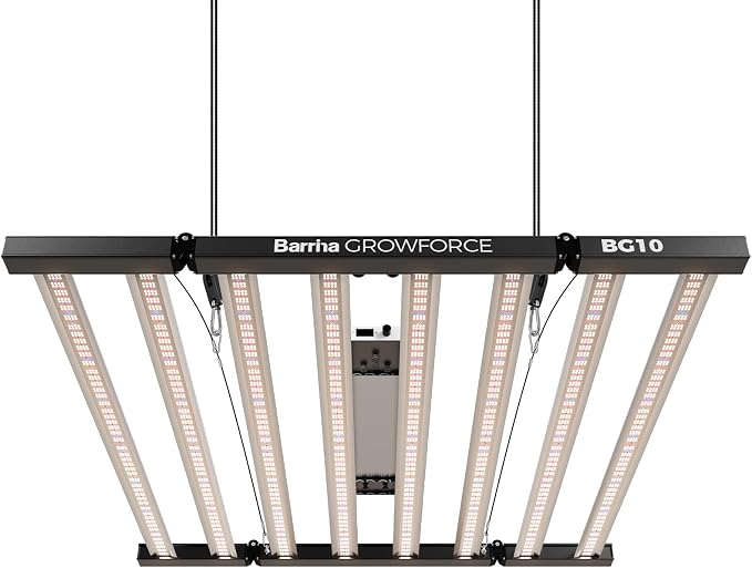 Barrina GrowForce BG10 1000W Full Spectrum with Dual Blue & FIR, High PPFD, 4 x 4/5 x 5 Grow Lights for Indoor Plants, Dimmable, Hanging, Light and Bracket Combined, Growing in Grow Tent