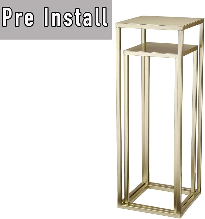 Pack of 2 Pre-Assembled Gold Plant Stand Indoor, Upgraded 0.6" Stable Steel Frame Metal Pedestal, Flower Stands Drink Table for Wedding Centerpieces, Living Room, Party, Patio Garden (Gold)