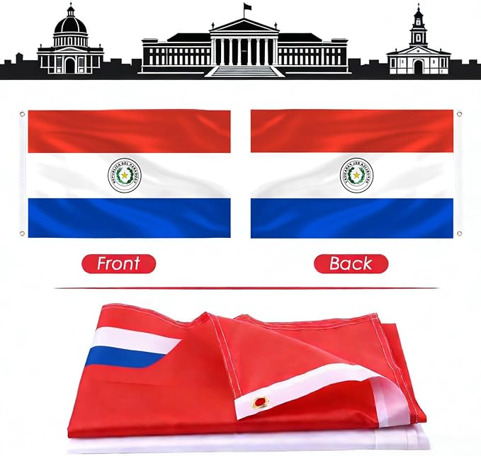 Ahfulife Paraguay Flag 3x5 Ft, 1 Pc Large Paraguayan National Flags for Outdoor Indoor, Double Sided with Brass Eyelets for World Cup, Party, Garden, Bar, Street Decor