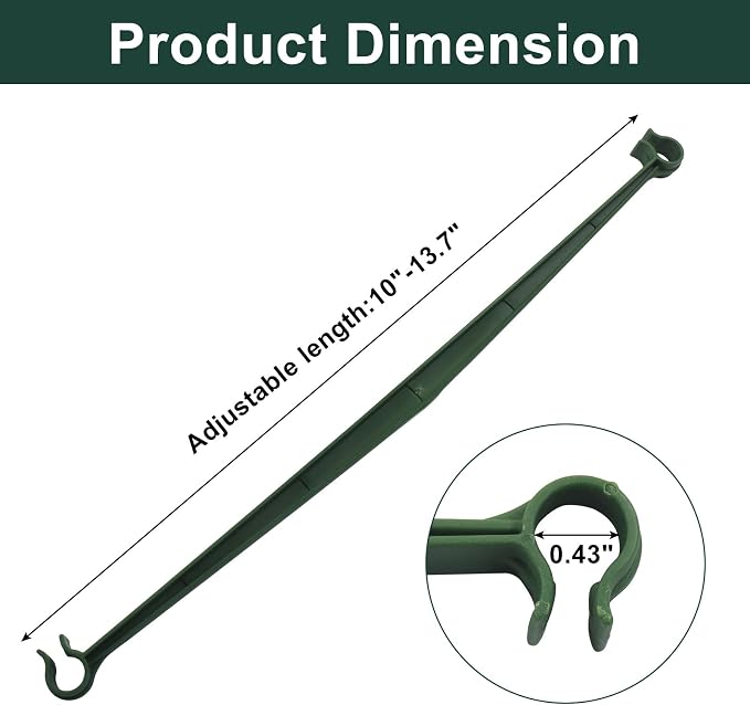 Jiozermi 60 Pcs Stake Arms for Tomato Cage, Plastic Tomato Cage Connectors 11.8" Expandable Trellis Connectors for Tomatoes Stakes Climbing Plants Vegetables Tomato Cage Attach 11mm Diameter