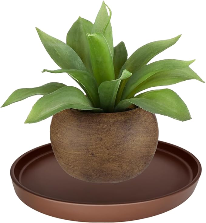 Yukfona Ceramic Plant Saucer Tray 2 Pcs 8 Inch Brown, 8.5" OD x8.15 ID x1 Deep| Fits Flower pots Bottom≤ 8.15", Heavy Duty Glazed Round Planter Drip with Catch Basin for Indoor Outdoor Plants
