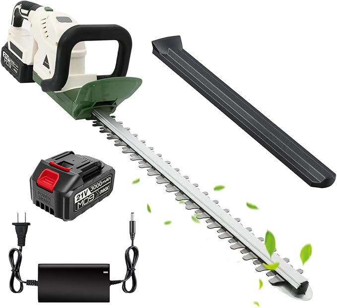 ALSO GO 20'' Cordless Hedge Trimmer, 21V Electric Bush Trimmer, Cordless Shrub Trimmer with 3Ah Battery and Charger, 3/4'' Cutting Capacity, Grass Shrub Trimmer for Garden, Lawn
