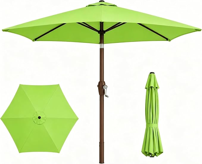 7.5ft Patio Umbrella, Outdoor Table Market Umbrella with Smooth Crank Lift, 6 Windproof Fiberglass Ribs, UPF50+ UV Protection for Deck, Pool, Garden and Backyard