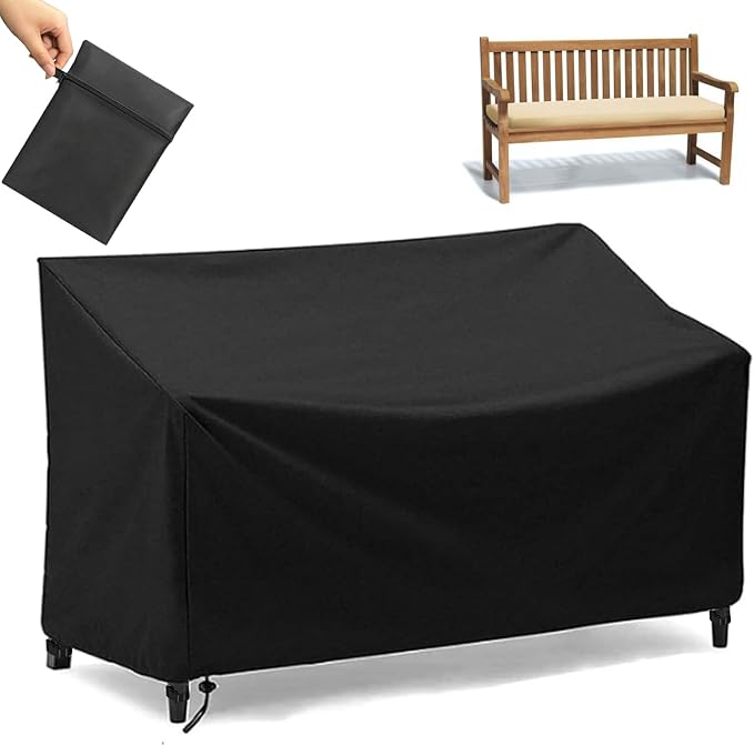 Outdoor Bench Cover Waterproof 2 Seater Patio Bench Cover Outdoor Patio Furniture Garden Sofa Chair Cover, Fit for 2-Seater Seating Metal & Hardwood Patio Garden Bench, 53L x 26W x 35H inche