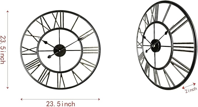 23.5" Bronze Roman Numeral Wall Clock, Silent | Indoor/Outdoor, Waterproof, Battery Operated, Brush Finish