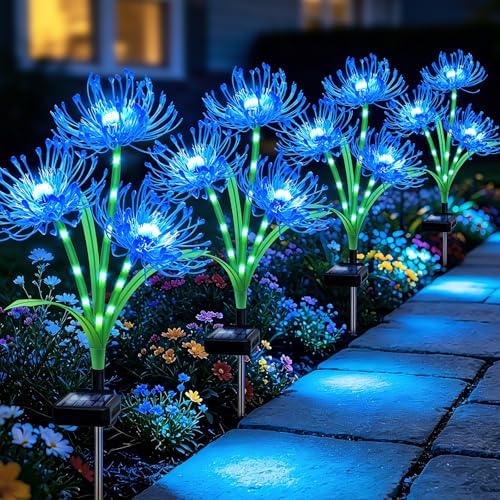 VOOKRY Solar Lights Outdoor, 4 Pack Blue Spider Lily Garden Flower Lights by VOOKRY