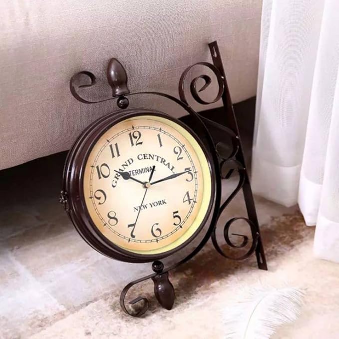Vintage Double Sided Wall Clock Industrial Wall Clock for Outdoor Decorative Art Antique Decor Office Silent Kitchen Watches Steampunk Double Sided Mounted