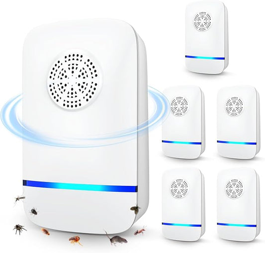 2026 Upgrade Ultrasonic Pest Repeller - Electronic Pest Control Plug in Indoor for Mice, Rats, Roaches, Spiders, Ants, Bugs, Mosquitoes - Human & Pet Safe (6 Pack)