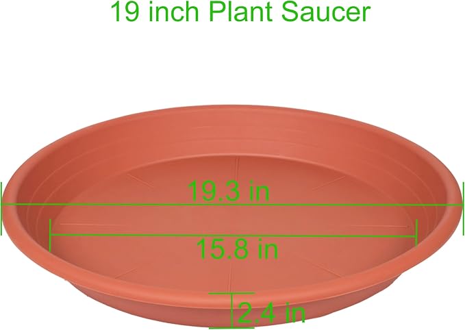 2 Pack of 19 inch Plant Saucer, 2.4" Depth Large Plant Saucer, Heavy Sturdy Plant Drainage Tray for Indoors, Bird Bath Bowls, Sturdy 18 inch Plastic Pot Tray for Planter 15-19", Terracotta