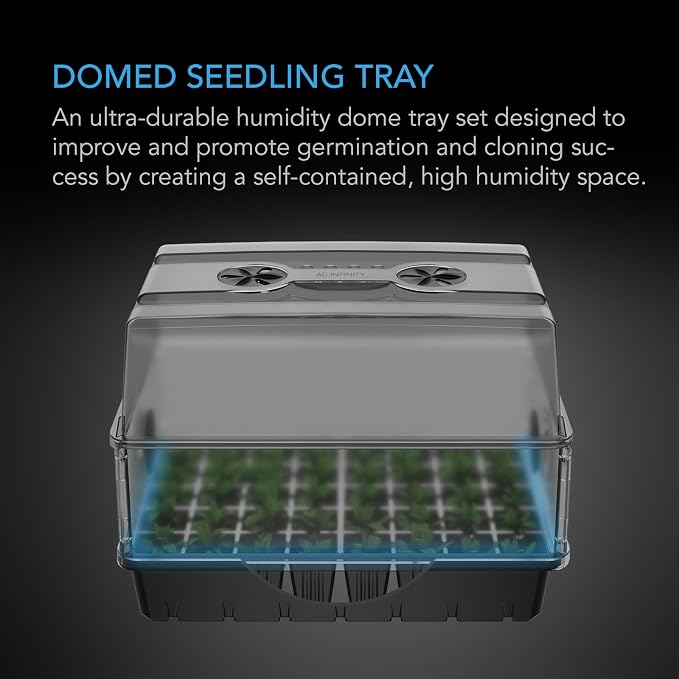 AC Infinity Humidity Dome, Heavy-Duty Germination Kit with 3 mm Thickest Dome, Sturdy Drip Tray, 5x8 Cell Seedling Tray, Vented Height Extension Panels, for Seed Starting, Propagation, Cloning Plants