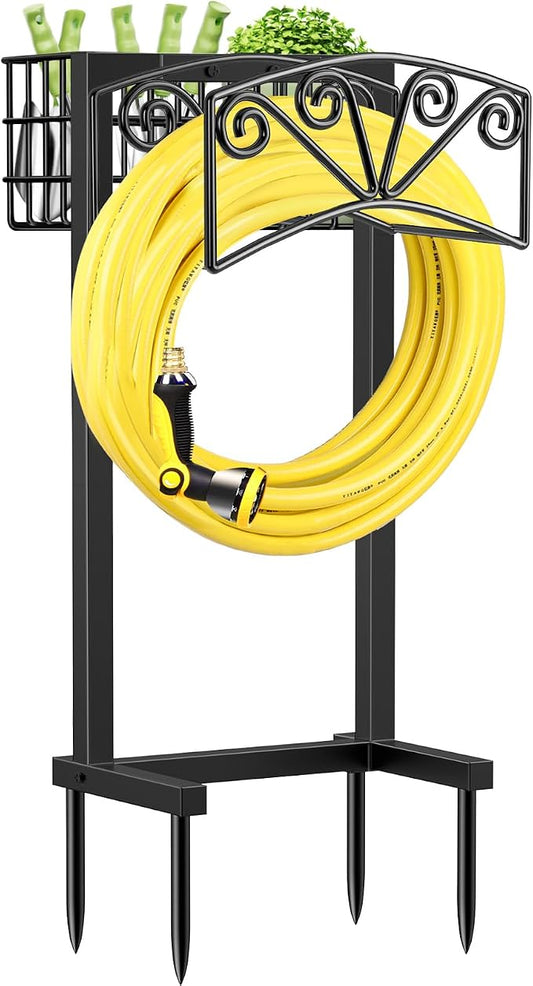 TomCare Garden Hose Holder Upgraded Heavy Duty Metal Water Hose Holder Holds 160 FT Hoses Sturdy Hose Reel Freestanding Outdoor Hoses Storage Hanger for Outside Yard Lawn