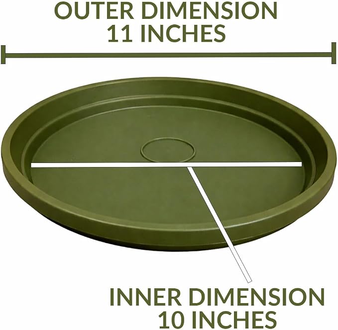 10 Inch Plant Pot Tray USA Made – Durable Plastic Flower Pot Saucer – Plant Water Catcher for Indoor Outdoor Garden (12, Sagebrush Green)