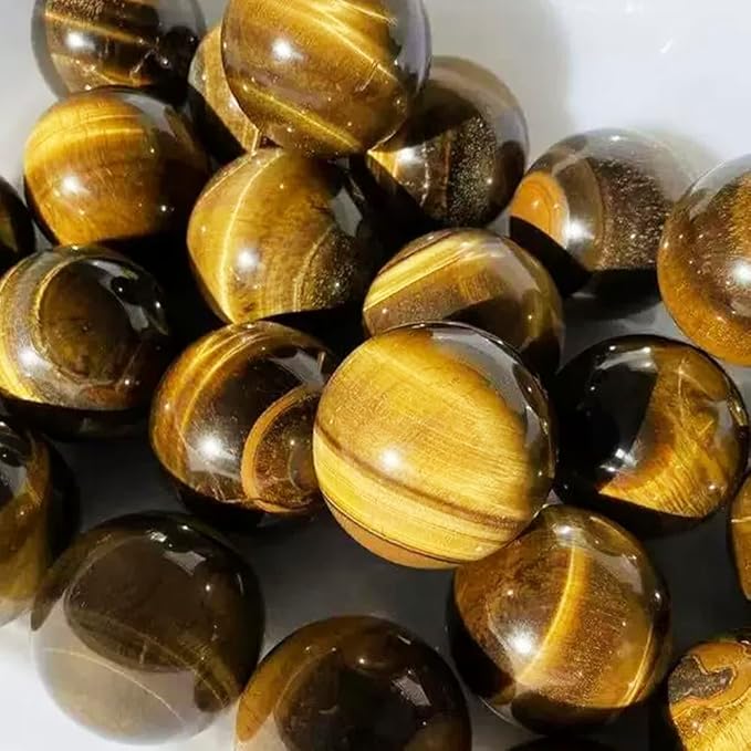 2-2.4 inch Natural Tiger's Eye Crystal Ball with Stand, Hand Polished Tiger Eye Stone Sphere, Healing Crystal Decorative Orb, Reiki Energy Stone Crafts, Feng Shui Home Ornament