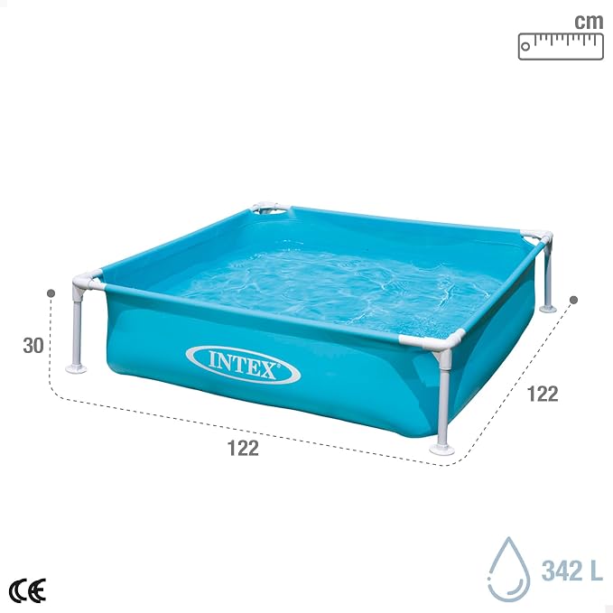 Intex - mini Frame Pool - Blue 122 x 122 cm | pool with galvanized steel frame 155 x 630 x 170 cm 4.2 kilograms turquoise