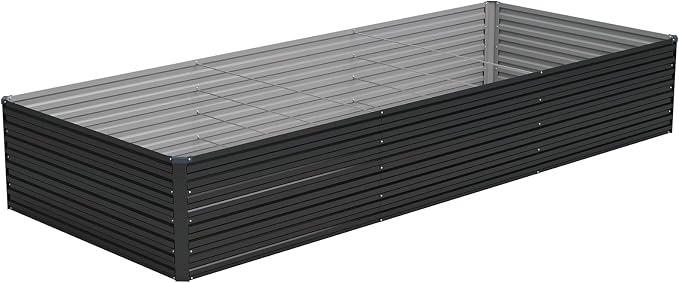 Vengarus 12x4x2FT Galvanized Raised Garden Bed Kit, Deep Root Planter Box Outdoor Large Planter Raised Beds for Planting Flowers,Vegetables and Herbs-Black
