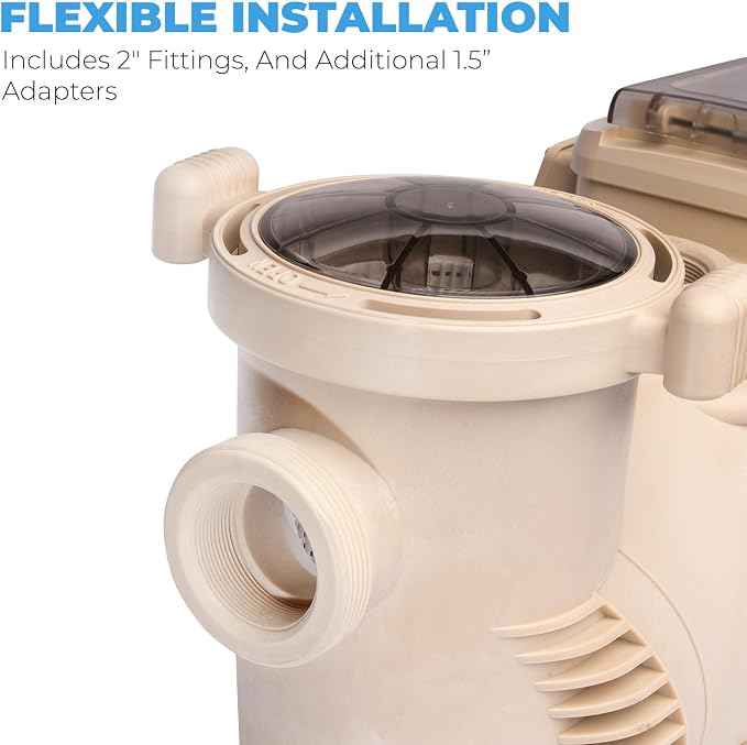 XtremepowerUS SuperFlow Variable Speed High-Flo Pool Pump In-Ground Swimming Pool Energy Efficient 230V, 1-1/2” & 2” Adapter Build-in Timer Control Panel