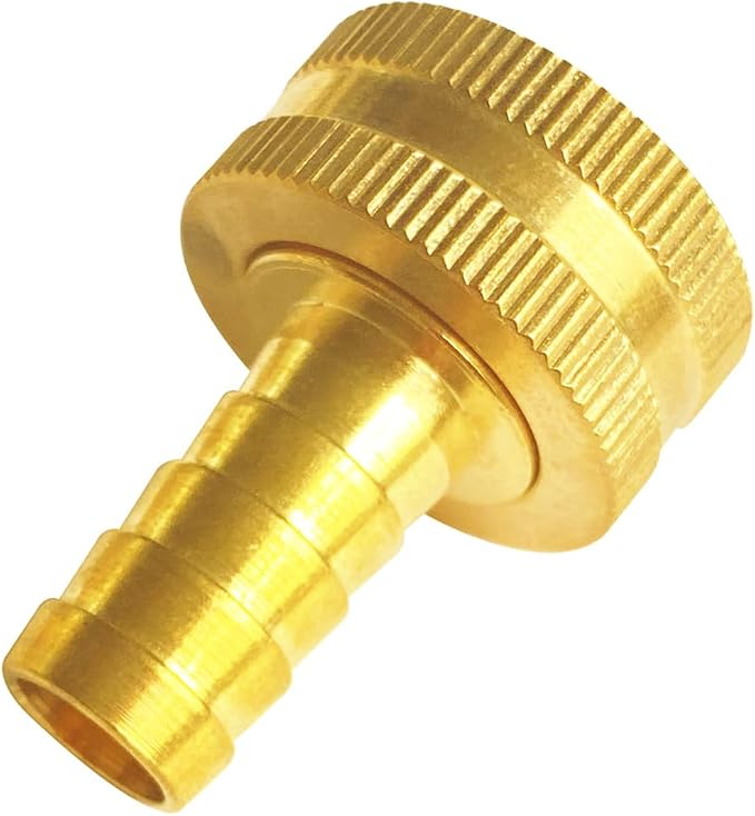 Brass Garden Hose Adapter Fitting, 5/8” Barb and 3/4” GHT Female Connector, Heavy-Duty High-Pressure Support, Rust and Corrosion Resistant (2PCS)