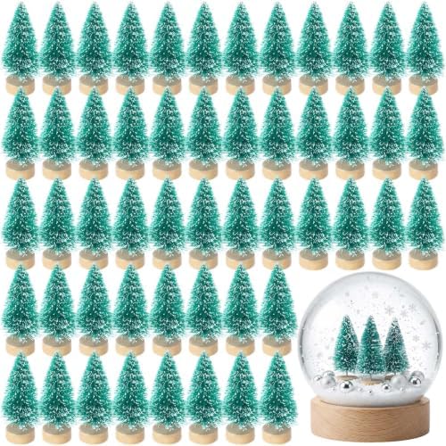 Sumind 96 Pcs Mini Bottle Brush Trees Small Christmas Trees, Light Green by Sumind