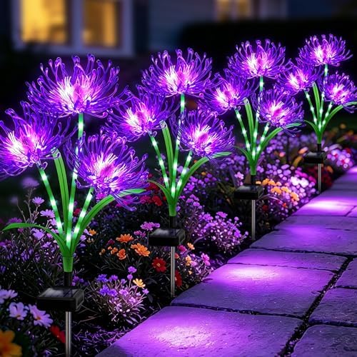 VOOKRY Solar Lights Outdoor, 4 Pack Purple Spider Lily Garden Flower Lights by VOOKRY