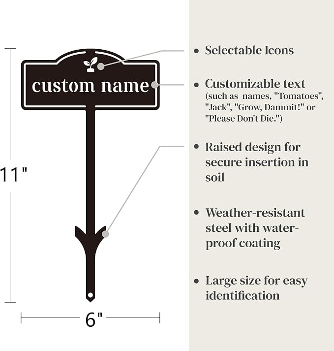 Herb Garden Markers Plant Labels - Customized Metal Labels Plant Markers Garden Signs for Vegetables, Tags Plant Name Stakes (1 PC)