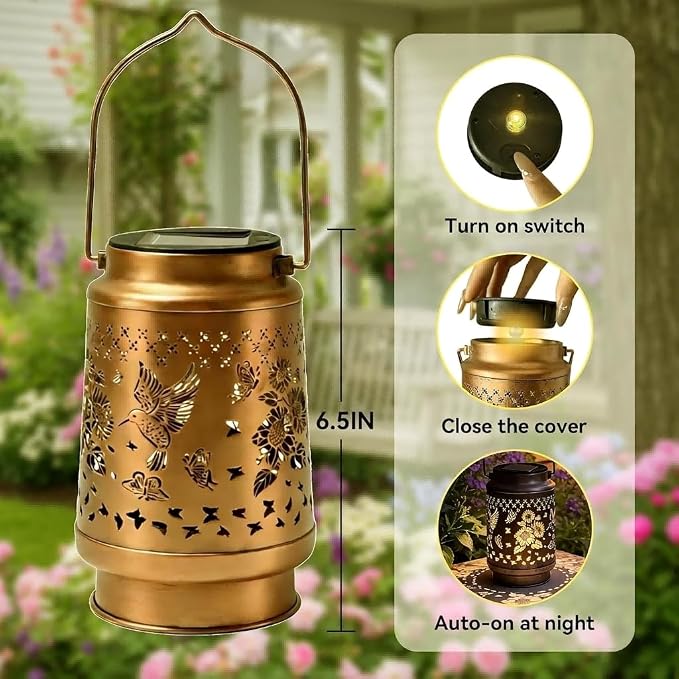 Gifts for Women, Birthday Gifts for Mom Grandma, Solar Lanterns Outdoor Waterproof Hummingbird Garden Decor, 10 Hours Long Lasting Hanging Solar Lights, Solar Decoration Outside for Yard Patio Porch