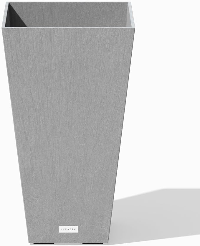 Veradek V-Resin Indoor/Outdoor Taper Planter (24 inch, Gray)