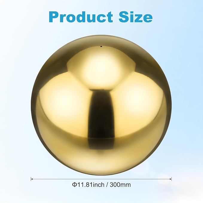 M METERXITY 1-Pack Garden Gazing Globes Ball 12 Inch 201 Stainless Steel Hollow Mirror Reflective Floating Ball for Garden/Pond/Home/Yard Outdoor Decoration [Gold]