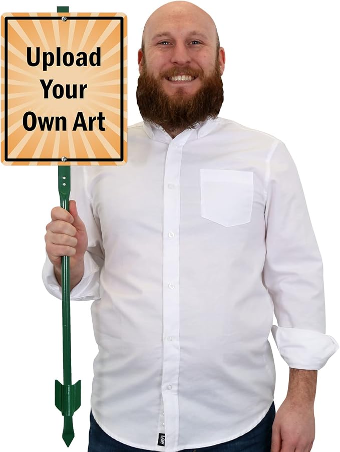 SmartSign 12 x 10 inch “Upload Your Own Art” Fully Custom Yard Sign with 3 foot Stake, 40 mil Laminated Rustproof Aluminum, Set of 1