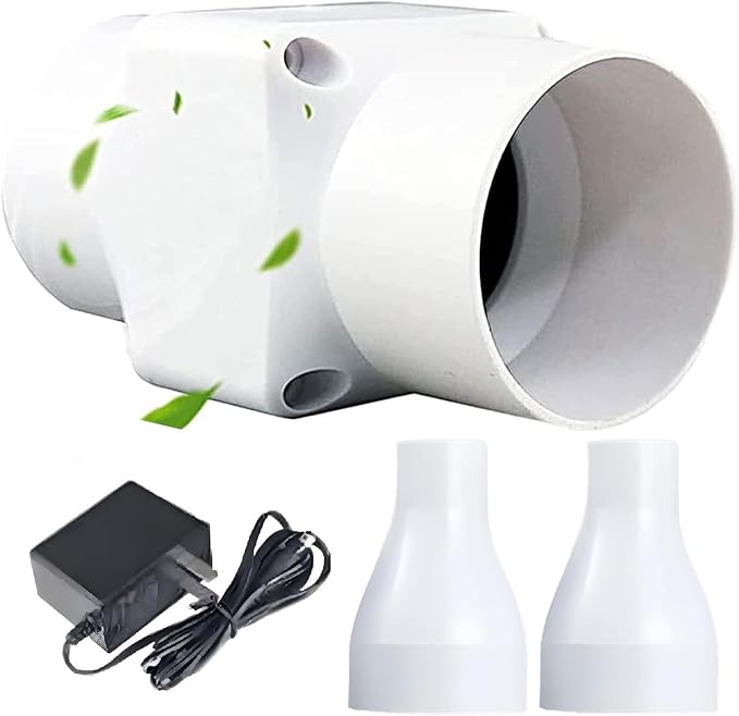 2 Inch Inline Duct Fan Variable Speed Air Circulator Quiet with 50mm to 32mm Interface for Home Office Cabinet Pet Cage Ventilation(50 mm to 32 mm,Power Cord)