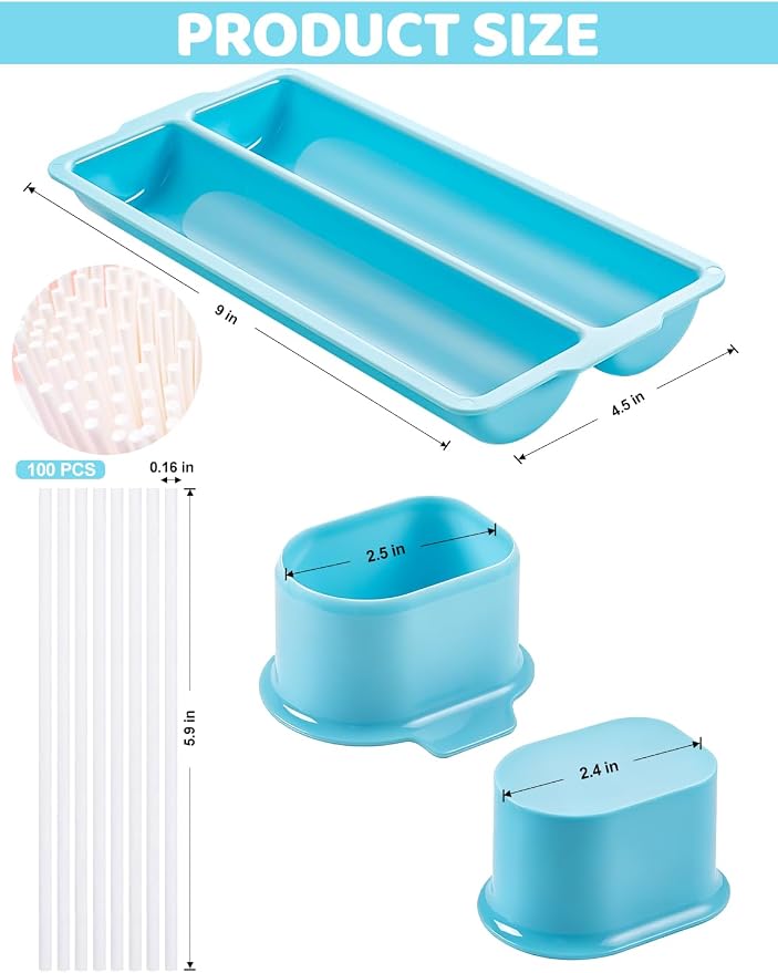 WDAHDHP Round Cake Pop Mold Set, Including 2Pcs Circle Cake Pop Cutter, 9 Inch Tray and 100Pcs Lollipop Sticks for Home Desserts Making Accessories, Blue