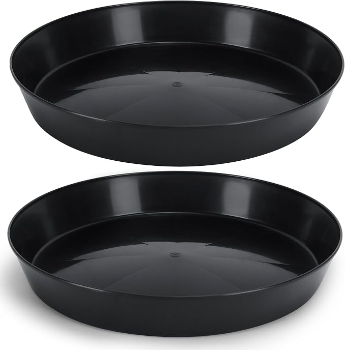 21 in (19 in Base), Black | Polypropylene, Heavy Duty Indoor/Outdoor, Drip Pan & Tray, Collects Excess Water, Made in USA