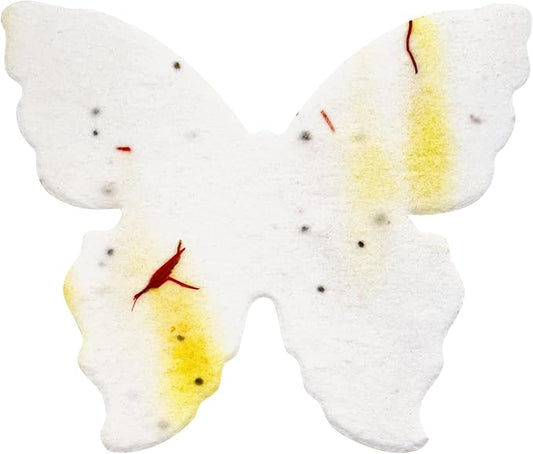 50pcs Large (2.85" h x 3" w) Yellow Butterfly Seed Paper – Writable & Plantable Wildflower, Mom's Gift for Birthday, Use for Wedding, Baby Shower, & Party Favors