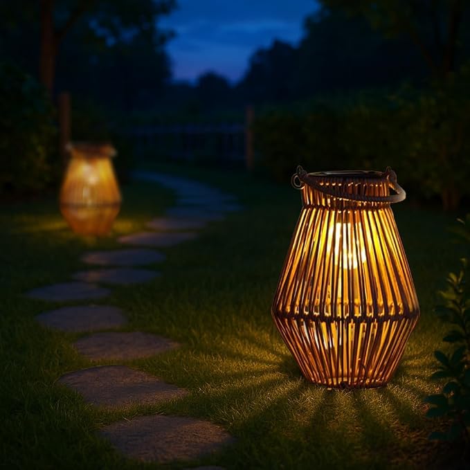 Solar Lanterns Outdoor Waterproof Rattan Solar Lights for Outside Garden Decor Mothers Day Gifts Hanging Lanterns Decoration Outside for Yard, Backyard, Patio Porch, Pathway