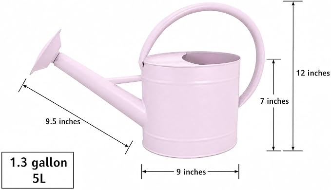 1.3 Gallon Watering Can, Matte Pink Finish, Galvanized, Metal Watering Can with Remove Spout, Perfect Water Can for Plants Indoor & Outdoor