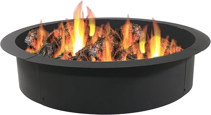 Sunnydaze Outdoor Fire Pit Ring - Heavy-Duty Round Steel Fire Ring Insert - DIY Above or In-Ground - 36-Inch Outer/30-Inch Inner Diameter