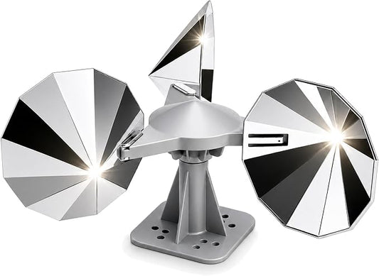 Bird Scare Reflective Device with ABS Base for Outside Patio | 3 Polygonal Double-Sided Chrome Blades, Outdoor Bird Reflectors for Pigeons Woodpeckers and Sparrows for Roof Garden Boat