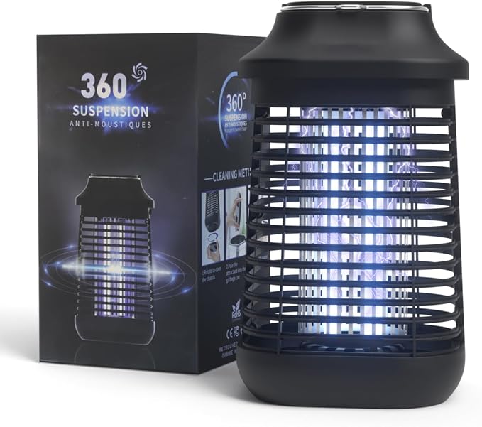 Bug Zapper Outdoor/Indoor,Mosquito Zapper 4200V High-Powered Waterproof Electronic Flying Insects Zapper,15W UVA Lamp Bulb,Fly Traps Patio Insects Killer,Trap Killer for Home,Kitchen, Backyard