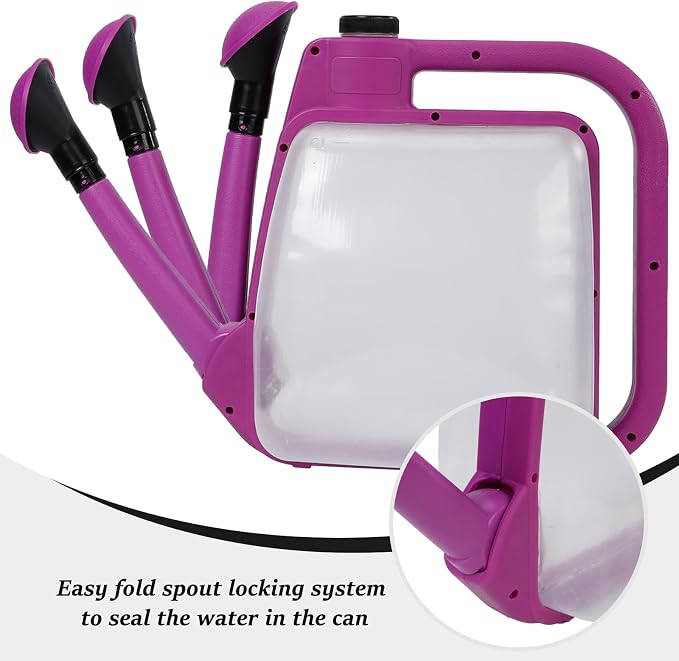 6L-Purple Foldable Watering Can with Rotating Nozzle & Long Spout for Plants, Indoor Outdoor Gardening, Clear Plastic