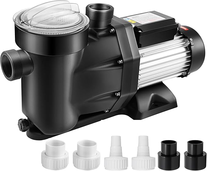 Leomru 2.5 HP Pool Pump 8880 GPH Self Priming in/Above Ground Swimming Pool Pump 110V Single Speed Pumps with Strainer Basket 6Pcs Connectors