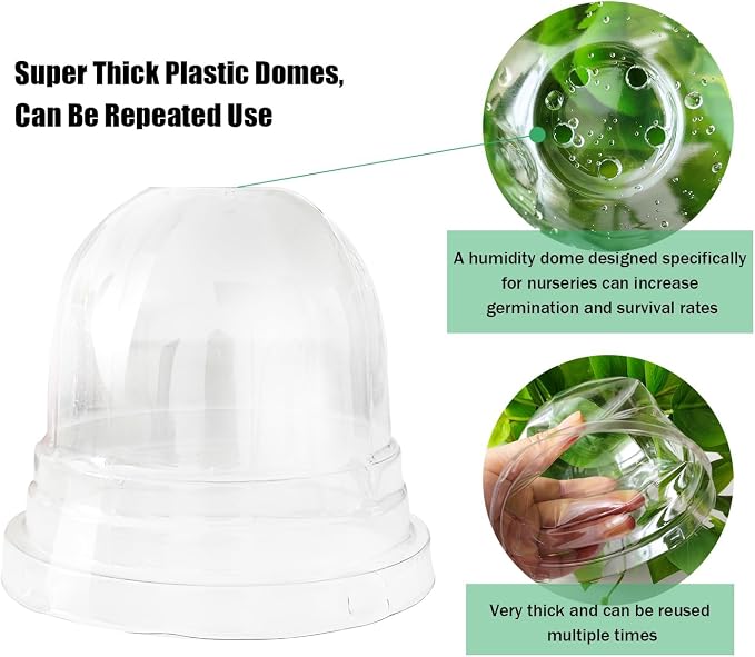 RooTrimmer Plant Nursery Pots with Humidity Domes, 50 Sets 4 Inch Soft Nursery Pots Quality Ones (50 Red Pots + 50 Clear Lids), Quality Seeds Starting with Cover